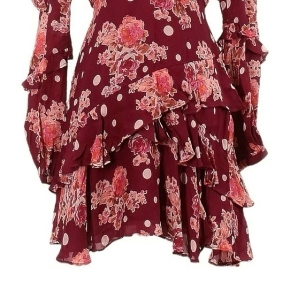 La Maison Talulah So Lovely Ruffle Mini Dress Rose Pink Polka Dot Floral XS NWT - Picture 5 of 9